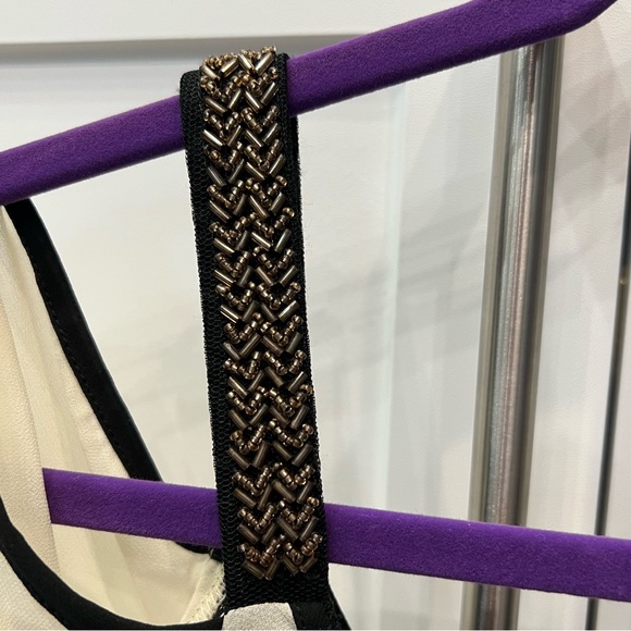 BCX Champagne and Black Beaded Strap Cold Shoulder Top - Picture 4 of 8